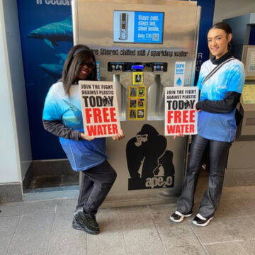 Swr promotes partnership with sustainable water company ape2o, with water refills and bottle giveaway